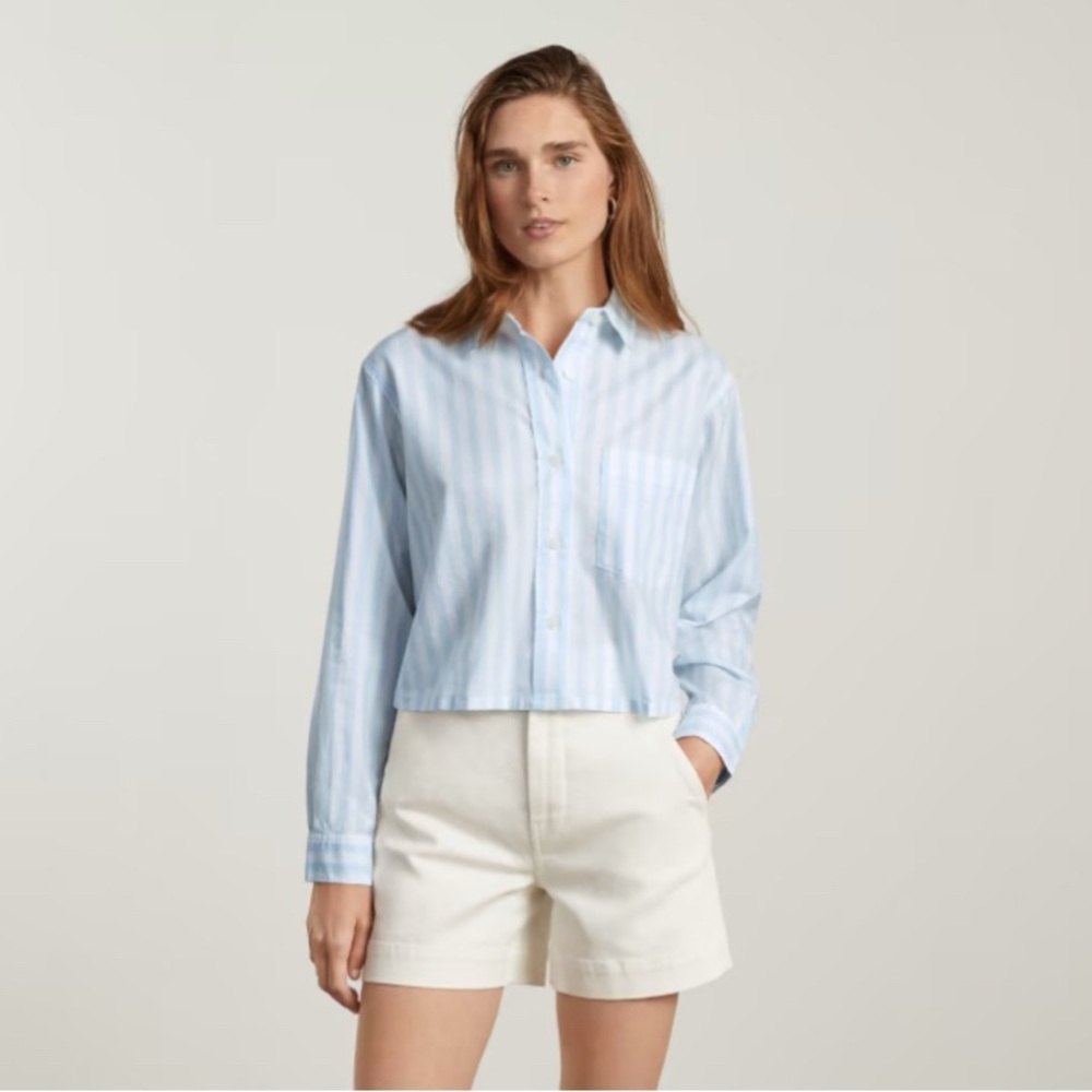 Blue Striped Button-Up Shirt